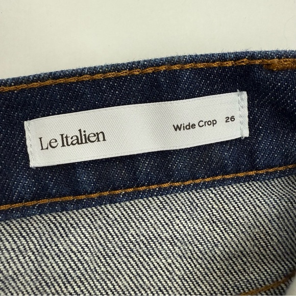 Frame Denim Le Italian Wide Leg Crop Jeans Rinse Dark Wash Rigid Denim High Rise - Picture 14 of 16